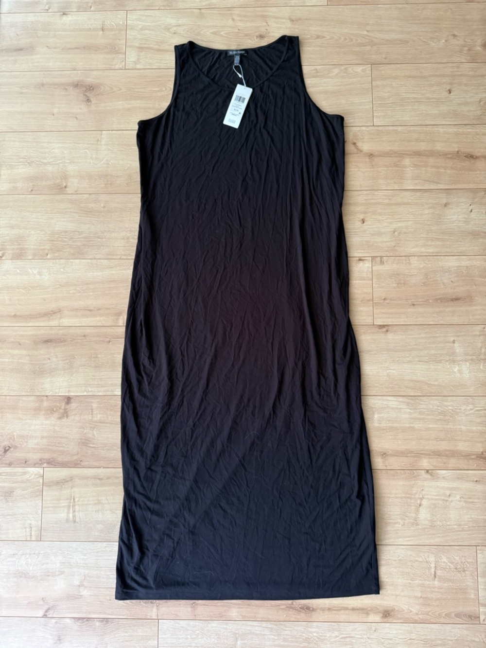 Eileen Fisher Black Sleeveless Maxi Dress Jersey Knit Scoop Neck XL NWT